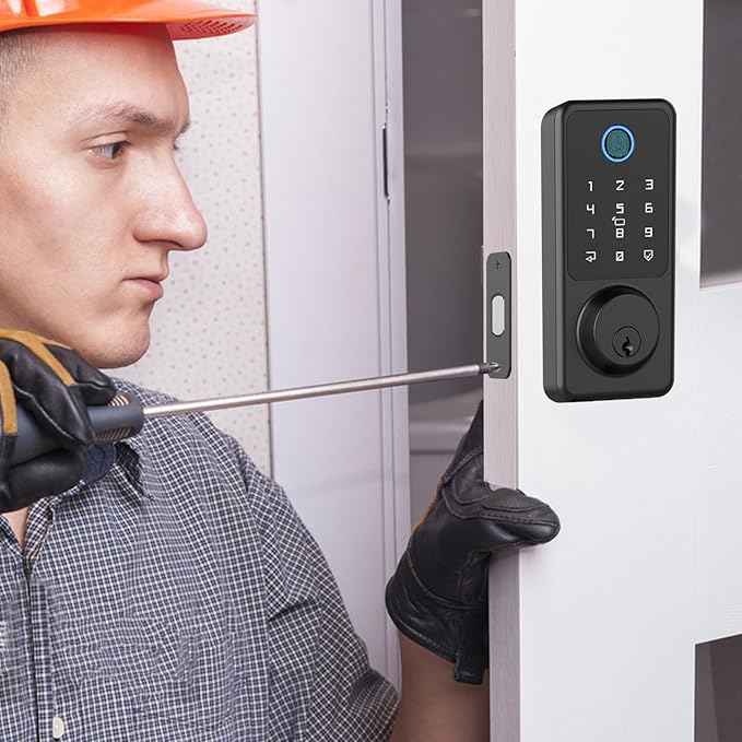 Keyless Entry Lock for Front Door, Fingerprint Door Lock with Touchscreen Keypad, Electronic Deadbolt for Home and Hotel