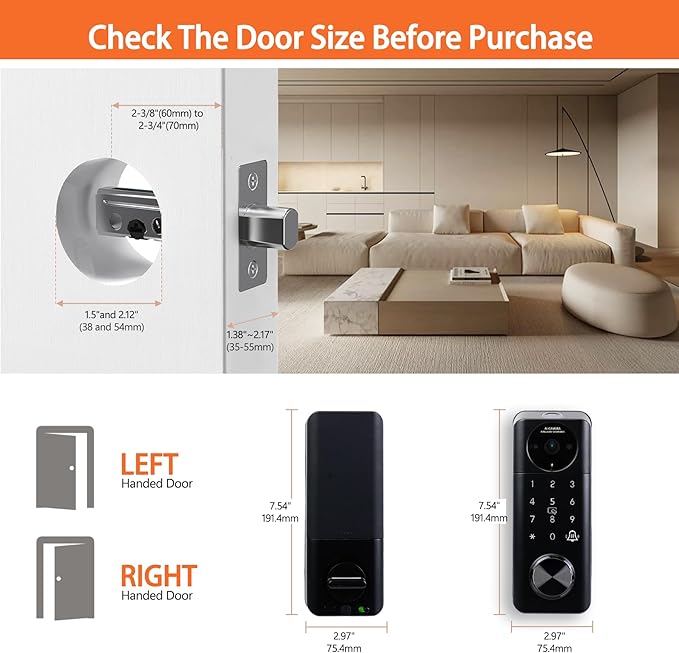 Video Smart Lock with Camera, 5 in 1 Keyless Entry Door Lock with App Control, Built-in WiFi Camera Deadbolt Lock for Front Door, Video Calling (Matte Black)