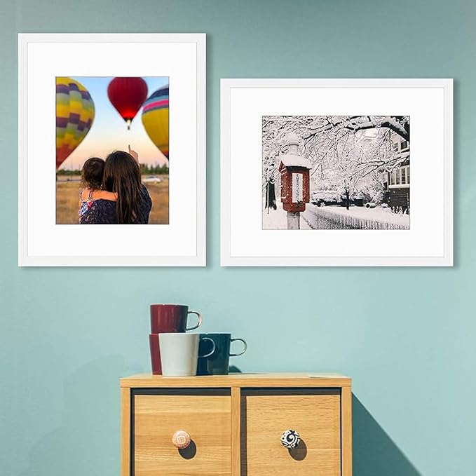 Golden State Art, 16X20 Picture Frame with Mat for 11X14 - High Definition Glass Wall Mounting Horizontal Vertical Display (White, 2 Pack)