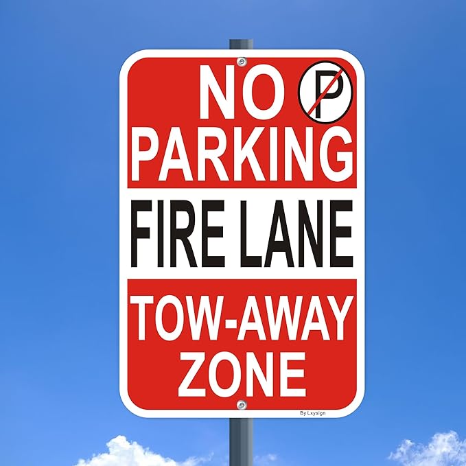 2 Pack No Parking - Fire Lane Sign | 12 x 18 Inches Reflective Sheeting Rust Free Aluminum, UV Protected, Weather/Fade Resistant, Indoor/Outdoors Use