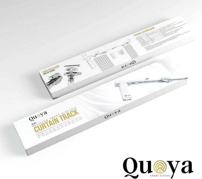Quoya BL01 Smart Electric Curtain Track 【Beltless, Adjustable, No Cutting, Adjustable Speed, Quiet, Compatible with Alexa, Google, Siri, Apple Watch, Remote Included】 (up to 118 inches (3m))
