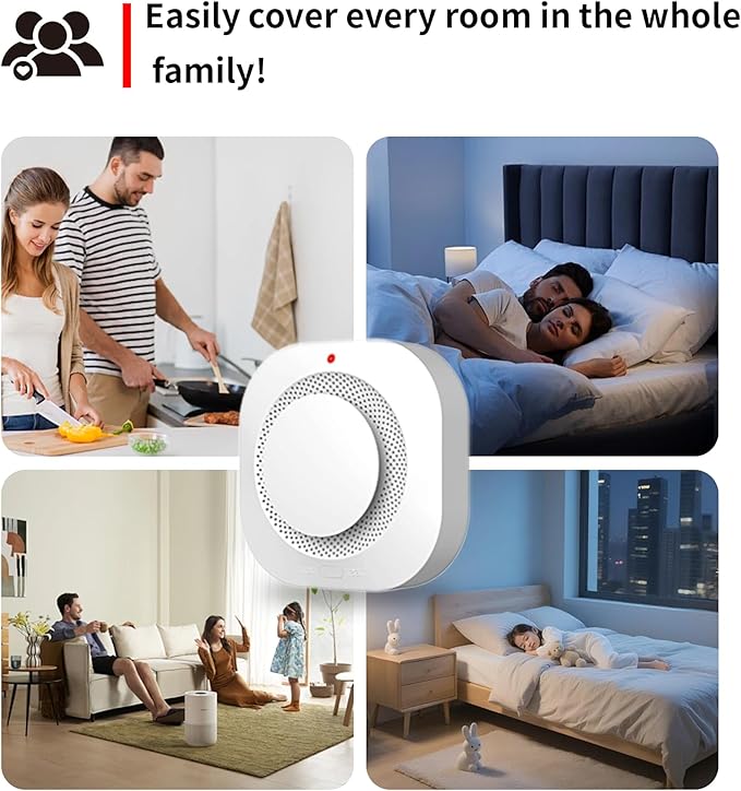 COHANSHANsmoke Detector,Smoke Alarm,fire Alarms Smoke detectors,(Sensor Life of 10 Years) complies with UL Certification,fire Alarm,Smoke detectors,360°Intelligent Detection,Wireless Installation6