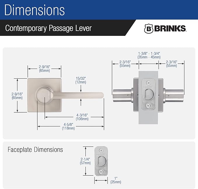 BRINKS Security Door Locks, High-Security Keyless Entry, Smart Electronic Door Lock with Deadbolt, Up to 50 Codes, Automatic Locking (Deadbolt & Passage Lever, Satin Nickel)