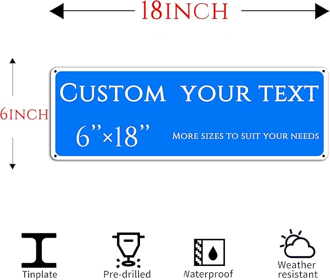 Custom Sign, street signs customized,custom wedding,name Signs, Multiple Sizes, Customize for Office, Business, Workplace, office, Home, Delivery Signs,Reflective(6 * 18 Inch)