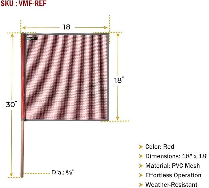 (16 Pack) 18"x18" Red Warning Flags for Trucks with Dowel & Reflective Webbing - High Visibility Vinyl Mesh Safety Flag DOT Compliant