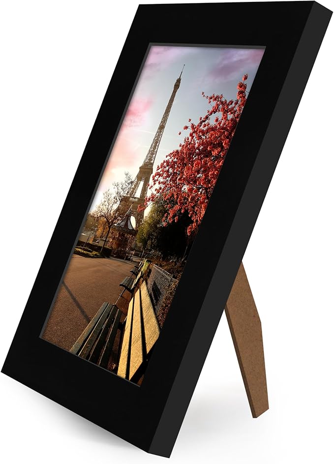Americanflat 5x8 Picture Frame with Shatter-Resistant Glass - Signature Collection - Gallery-Style Frames Made of Engineered Wood - Photo Frame for Tabletop and Wall Display - Black