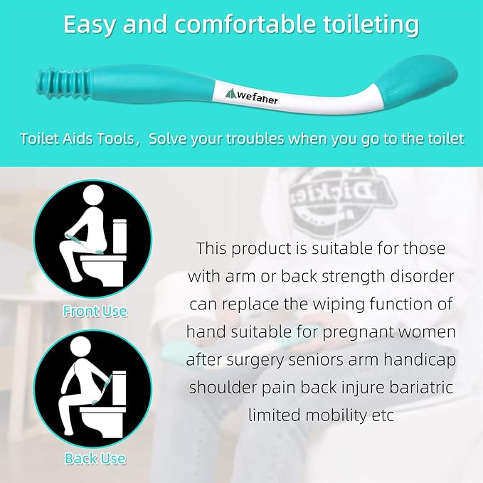 Toilet Aids Wiping Long Reach (2 Pack) Comfort Wipe Wand Bottom Buddy Toilet Self Tissue Aids for Toileting, Self Help Wipe Butt for Fat People,Limited Mobility,Elderly, Pregnancy,with hooks.