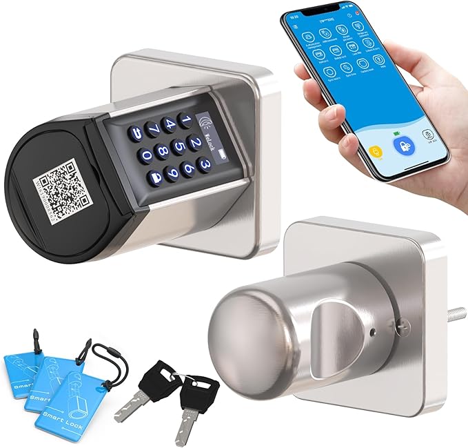 WELOCK WiFi Smart Door Lock, 5-in-1 Keyless Entry Doorknob with Auto-Lock Security, Bluetooth App Control,Passcode,Key Unlock, Easy Installation for Bedroom,Home, Office