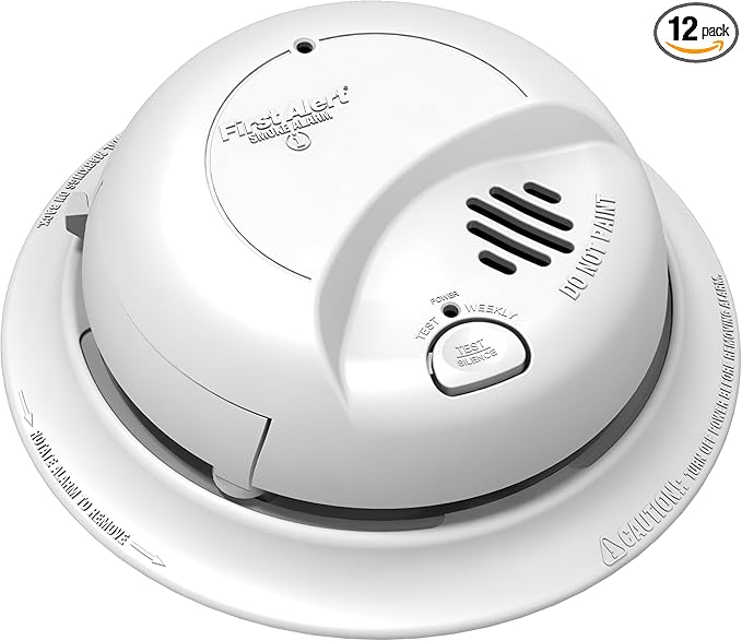 First Alert 9120B Smoke Detector, Hardwired Alarm with Battery Backup, 12-Pack