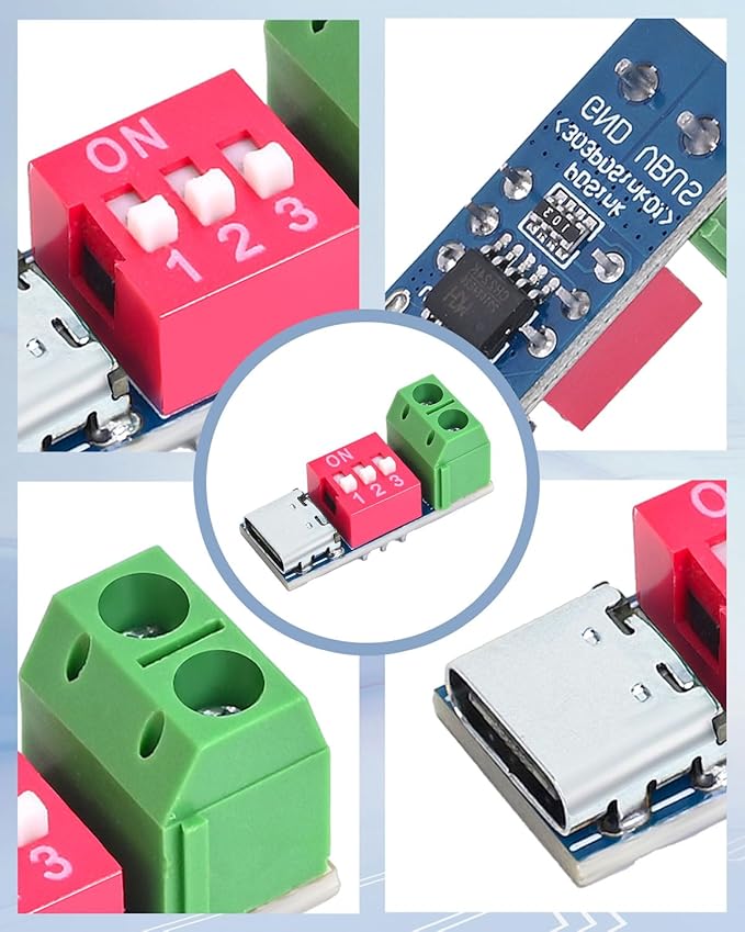 6PCS USB-C PD/QC Fast Charge Trigger Module & Decoy Board - Dual-Port Voltage selector (5V/9V/12V/20V Output) Charger Power Delivery Boost Module