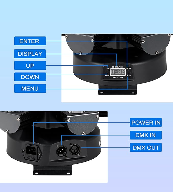 Moving Head DJ Lights, 150W Quality Metal Construction 6 Arms Disco Stage Light with RGBW 4-in-1 LED, DMX-512 & Sound Activation & Remote Control, Laser Party Lights for Bar, Wedding, Club Live House