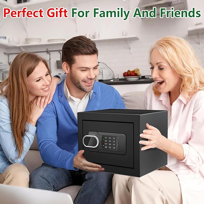 1.3 Cubic Feet Small Fire Safe Box for Home, Fireproof Safety Lock Box with Digital Keypad, Spare Keys and Removable Shelf, Personal Security Home Safes for Money, Jewelry, ID Documents