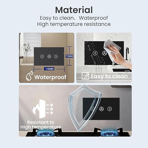 Smart Fan Switch Neutral Wire Required, 2.4GHz WiFi Dimmer Light Switch with Remote Voice Control, Tempered Glass Panel, Compatible with Alexa and Google Home, Black WiFi Fan