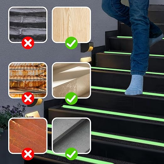 Huakaile Glow in The Dark Tape Anti Slip Grip Tape, 3.93" x 16.4Ft Luminous Reflective Tape, Waterproof Non Skid Traction Tape Strips for Outdoors Steps Indoor Stairs Treads Ladder Floor