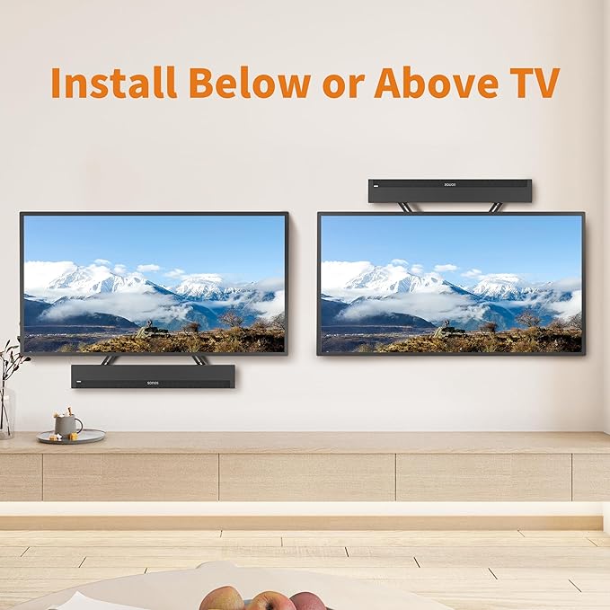 Universal Sound Bar Mounts Fits Most 23 to 65 Inch TVs Soundbar TV Mount Bracket Above or Under TV, up to 22 lbs SBR302