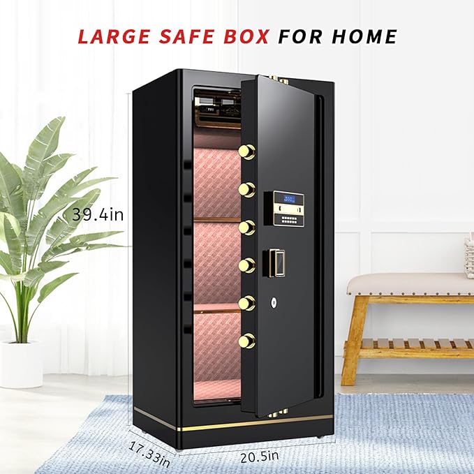 MLJ Large Security Safe - 8.1 Cu. Ft. Waterproof & Fireproof Home Safe with 2 Removable Shelves and Inner Cabinets for Storing Money, Medicines, Jewellery and Other Valuables (Keypad Lock)