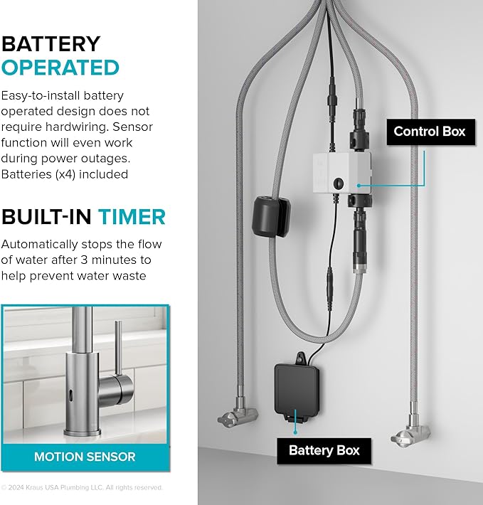 KRAUS Bolden Motion Sensor Single Handle Pull Down Touchless Kitchen Faucet in Matte Black, KSF-1616MB