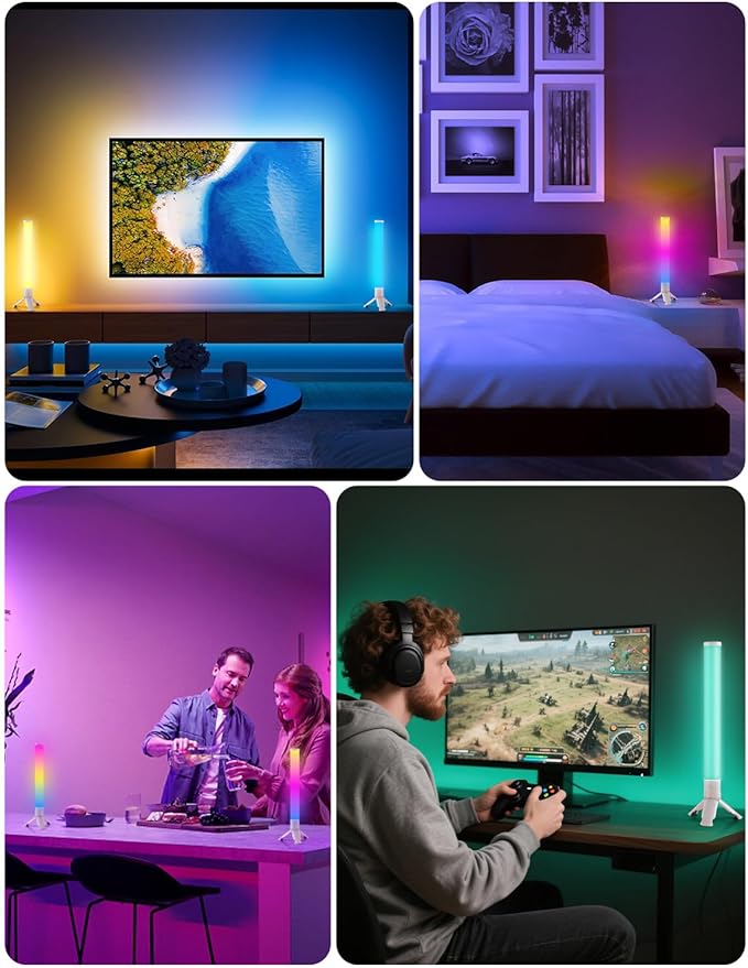 DAYBETTER RGB Light Bar, 360° Smart LED Light Bars for Room, Music Sync Gaming Lights, App & Remote Control Led Lights for TV Backlight, Desk Ambient Lighting for Game Room, Black
