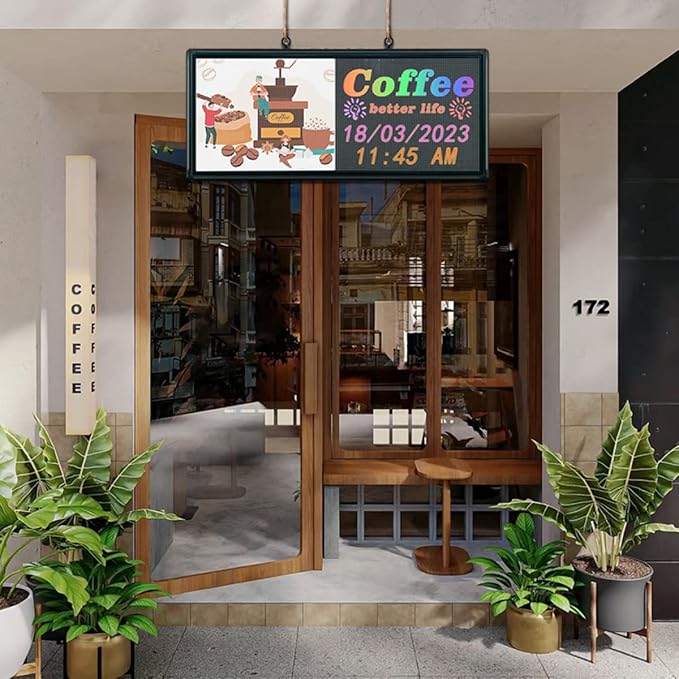 P6 40″ × 18″ Wi‑Fi Programmable Outdoor Full‑Color LED Sign – Waterproof, Easy to Use, Supports Text, Images & Video Advertising
