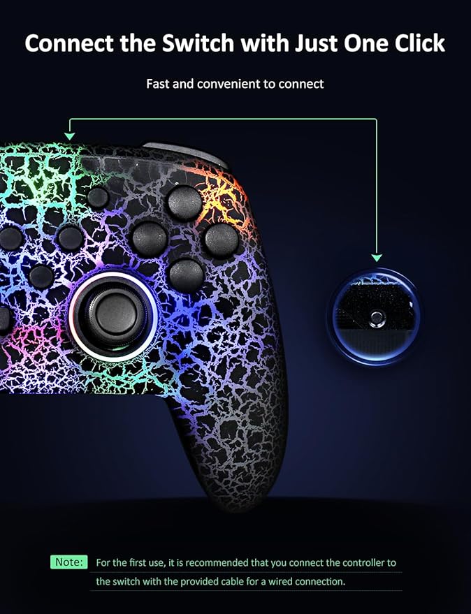 NexiGo Wireless Controller (No Deadzone) for Switch 2 and Switch, Bluetooth Controllers for Nintendo Switch with Vibration, Motion, Turbo and LED Light (Lightstorm)