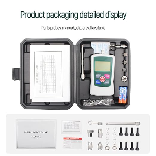 500N Digital Force Gauge Push and Pull Tester Meter with 4 Measurement Units N Kg Lb Oz, Automatic Backlight, Buzzer Alarm Function,1% Accuracy