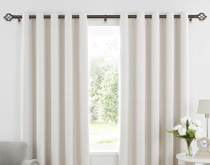 KAMANINA Bronze Curtain Rod 32 to 58 Inch(2.6-4.8ft), Adjustable Curtain Rods for Windows 28 to 48 Inch, 3/4 Inch Splicing Drapery Rods with Twisted Cage Finial