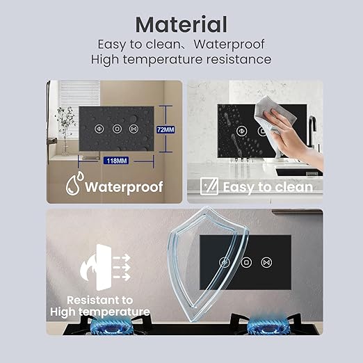 Smart Curtain Switch Neutral Wire Required, 2.4GHz WiFi Dimmer Light Switch with Remote Voice Control, Tempered Glass Panel, Compatible with Alexa and Google Home, Black WiFi Curtain