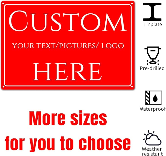 custom metal signs, Custom Metal Signs PersonalizedDouble-sided ,reflective,Aluminum Weatherproof Metal Sign Multiple Sizes,Business, Workplace, office, Home, Delivery Signs(16 * 12 Inch)