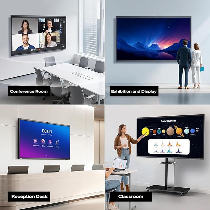 75" Smart Board,4k Interactive Flat Panel with 48MP Camera,Google EDLA Certified,Android 13, All in One Electronic Smart White Board for Classroom and Office (Board & Wall Mount Only)