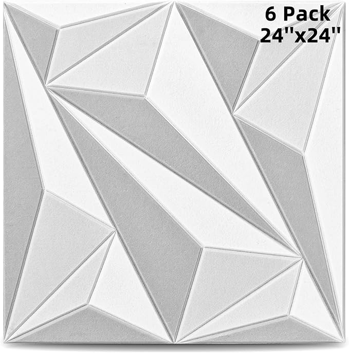 Art3dwallpanels 24" X 24" Acoustic Panels 6 Pack Soundproof Wall Panels Sound Dampening, 3D Wall Decor Absorbing Panels, White and Gray