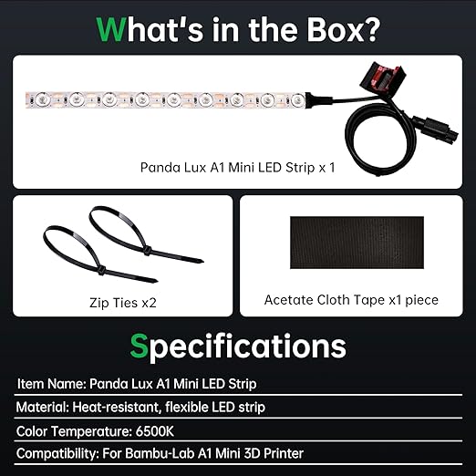 BIQU Panda Lux Compatible with Bambu-Lab A1 Mini LED Light Strip Easy Installation High Brightness Light Bar