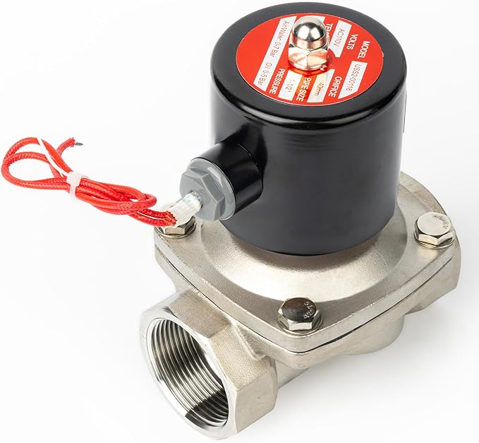 U.S. Solid 1-1/2" Solenoid Valve - 110V AC Stainless Steel Electric Solenoid Valve, Normally Closed, Viton Seal