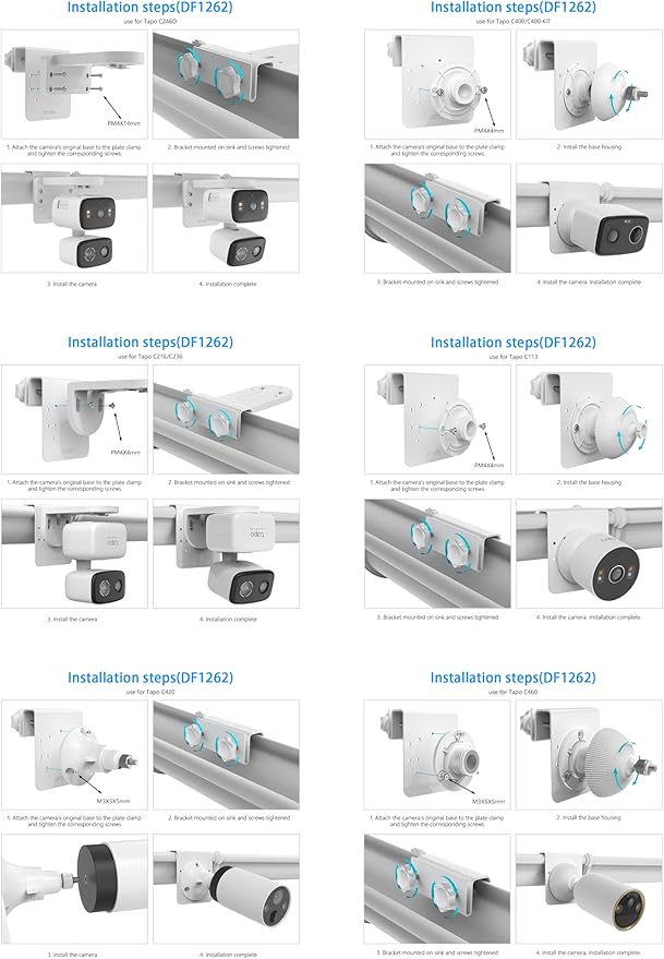 HOLACA Gutter Mount Compatible with Tapo 2K 3MP Indoor/Outdoor Dual Lens Pan/Tilt Security Camera, TP-Link Tapo C246D/C236/C216/C217/C113/C420/C400/C400 Kit/C460 Security Camera