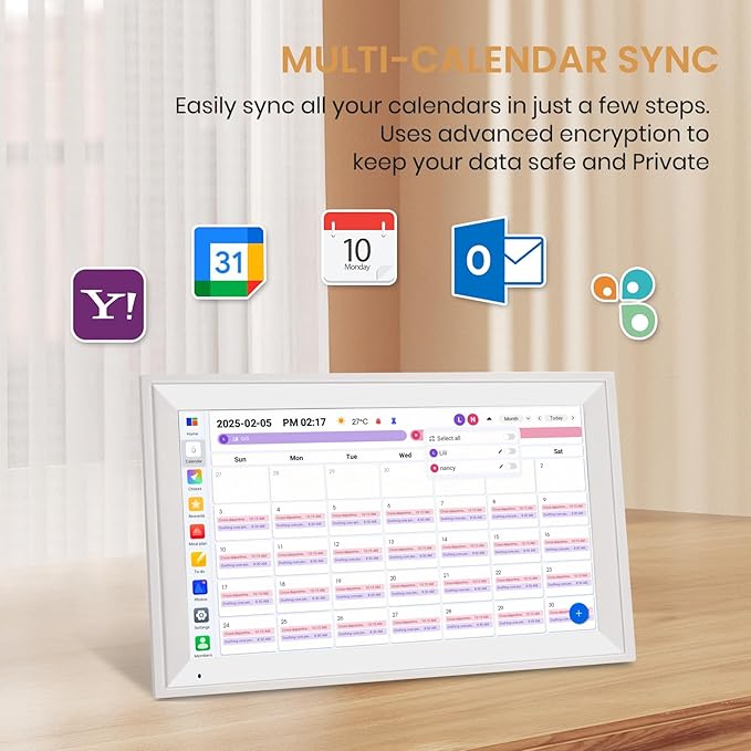 15.6 inch Wall Planner Digital Calendar & Chore Chart, Smart Tablet Touchscreen Interactive Display for Family Schedules, Great for Organizing Your Tasks
