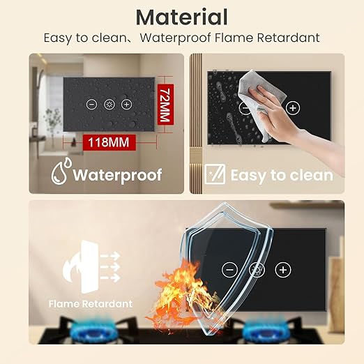 Smart Dimmer Switch Neutral Wire Required, 2.4GHz WiFi Dimmer Light Switch with Remote Voice Control, Tempered Glass Panel, Compatible with Alexa and Google Home, Black WiFi Dimmer