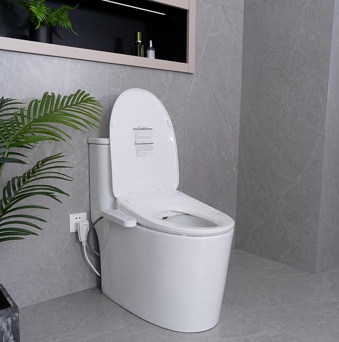 Aquatiz Elongated Smart Toilet Seat, Electronic Heated Toilet Seat, Self-Cleaning Nozzle, Temperature Controlled Wash, Air Dryer, Deodorizer, LED Light, Multi-mode Wash, (Panel Control)