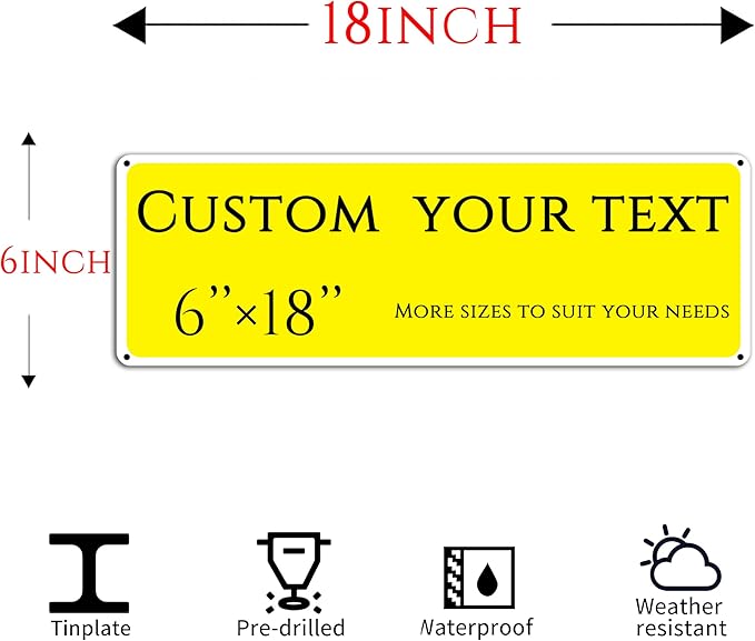 Custom Sign, street signs customized,Aluminum Weatherproof Metal Sign Multiple Sizes, Customize for House numbers, bars, cafes,Business, Workplace, office, Home, Delivery Signs(6 * 18 Inch)