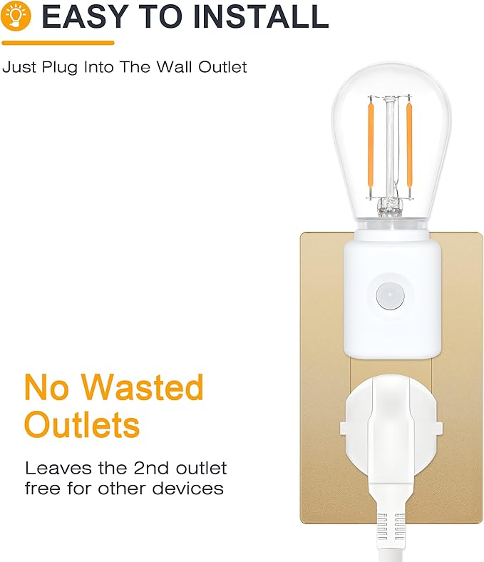 LED Motion Sensor Night Light, 2-Pack, Motion Activated Night Light, Night Lights Plug into Wall Motion Sensor, 2700K Warm, Adjustable Brightness 10-100LM, for Kids Adults Bathroom Bedroom