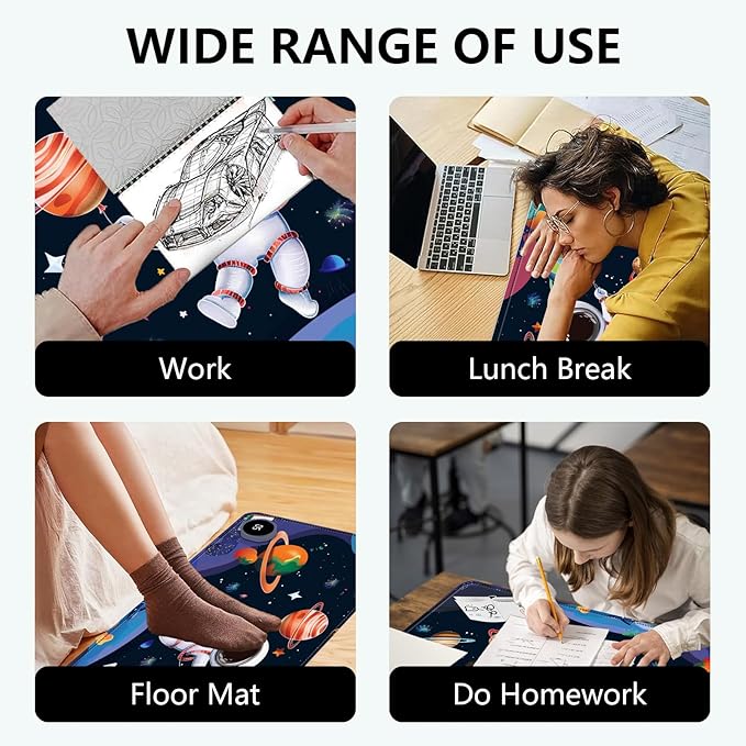 Heated Mouse Pad with 3 Levels Heated & 3 Hours Auto Shut-Off Mouse Pad for Warming Hands in Office Home, 23.6" x 14.2"Large Safe Desk Mat Hand Warmer,Cute Astronaut