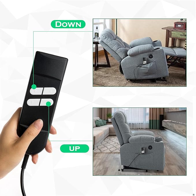 ICYANG Lift Chair Remote Replacement 5 Pin Power Lift Chair Recliner Hand Control, Catnapper Recliner Parts UP/Down 4 Button Roll line 180 Degree Electric Sofa Remote for Okin Power Recliners