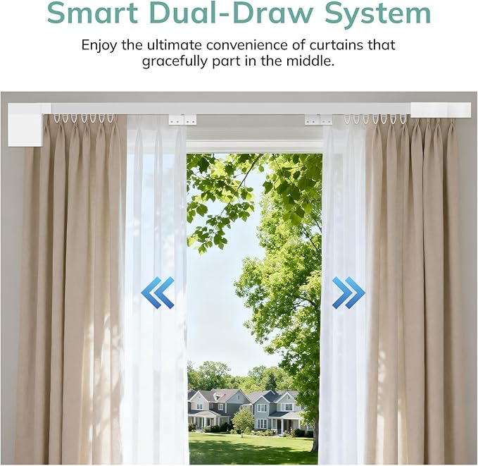 Umimile Smart Electric Curtain Track, Motorized Curtain Track System, 70.8-129 inch Adjustable Length, App/Remote Control, Compatible with Alexa, Google Home, for Ceiling and Wall Mount