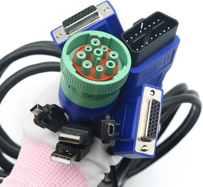 For Nexiq 3 121054 USB Link 3 Wired Edition Universal Truck Excavator Diagnostic Scanner Repair Info Database Plug & Play for Heavy Duty Diesel Engine Code Reader Tool (Nexiq3 Support Vol with laptop)