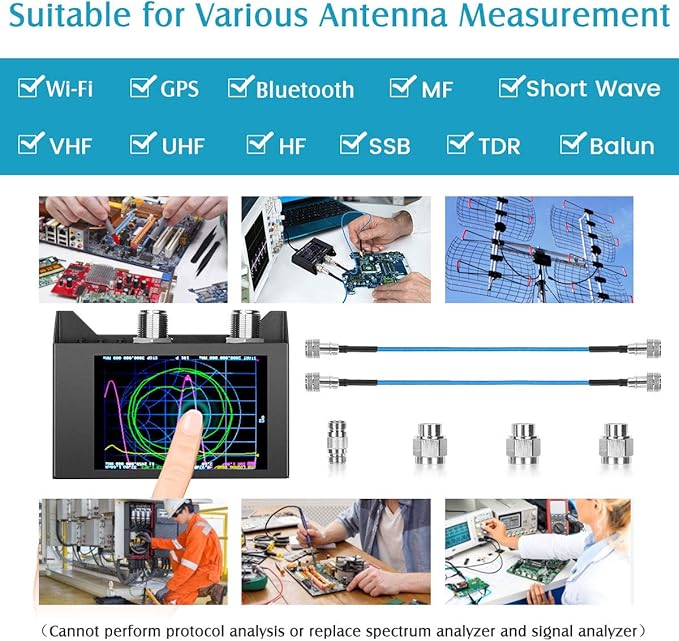 NanoVNA SAA-2N VNA Antenna Analyzer,SEESII 50KHz -3GHz Vector Network Analyzer with Bag & Testboard Kit,4" inch LCD,HF VHF UHF Measuring S Parameters, Voltage Standing Wave Ratio Smith Chart