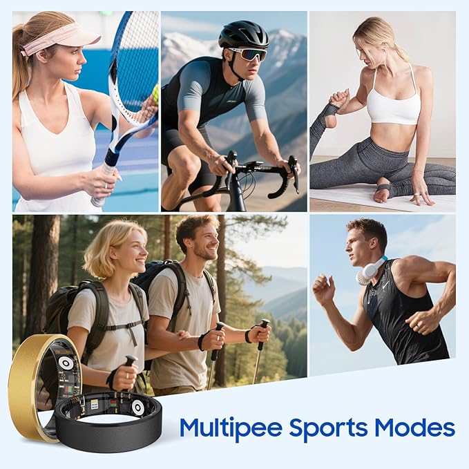 Smart Health Ring, Featuring Stress and Sleep Monitoring Functions, Compatible with iOS and Android, Waterproof Fitness Tracker for Women & Men, No Subscription Fee. (Rose Gold, 10)