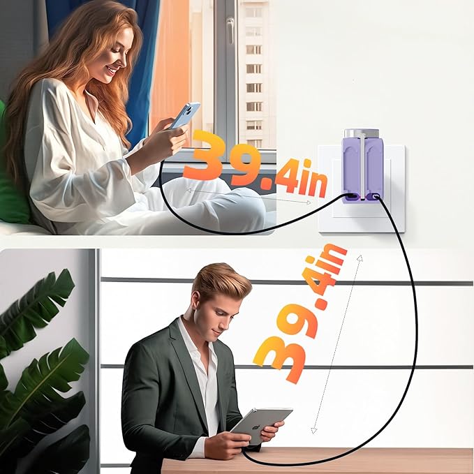 Retractable Apple Watch Charger, 5 in 1 Travel Charging Station for Apple Devices, Retractable Chargers for Multiple Devices with Multi Charging Cable, Charger Block for Apple Gear (Purple)