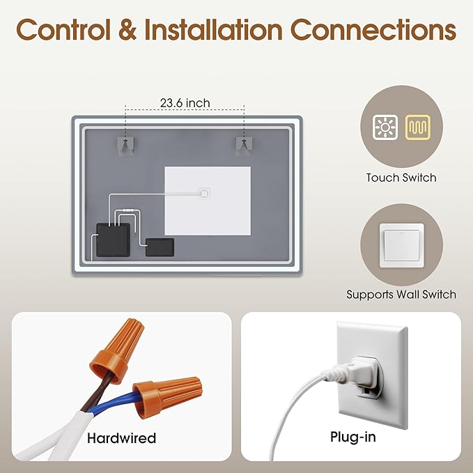 STARLEAD 40"x28" LED-Bathroom-Mirror-with-Lights, Wall-Mounted with Clock, Anti-Fog, 3 Color Temperature, Dimmable Brightness, Waterproof, Tempered Glass, Frontlit & Backlit