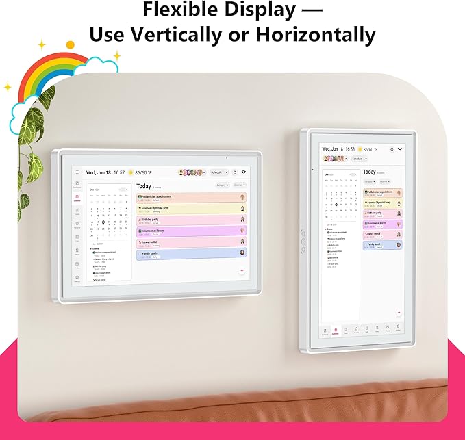 21.5 Inch Family Digital Calendar - Chore Chart, Meal Planner, Photo Display, FHD Interactive Touchscreen with LED Reminder, Wall & Desk Mount Smart Electronic Planner