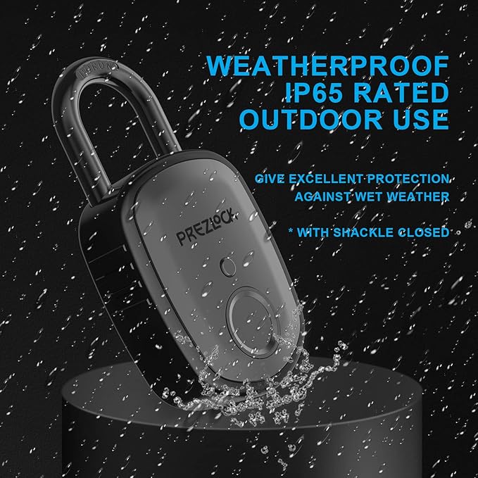Smart Fingerprint Padlock with Key, Biometric Padlock with APP, Suitable for Outdoor and Heavy Duty, IP65 Waterproof.