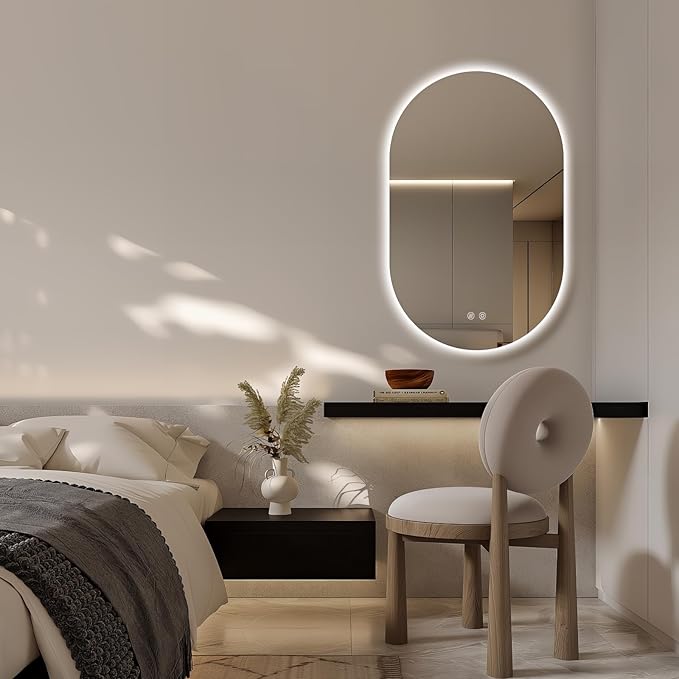 48" x 30" Oval LED Mirror for Bathroom, Backlit Vanity Mirror with Lights, Frameless Smart Wall Mirror, 3 Colors Stepless Dimmable, Anti-Fog, Shatterproof, Memory, CRI95+(Horizontal/Vertical)