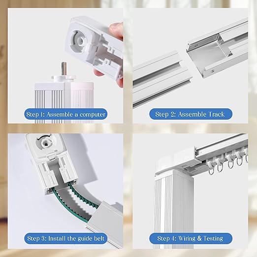 Smart Electric Curtain Motorized Track, Compatible with Alexa Google Assistant & Siri, Tuya App Remote Control, Adjustable to 5.2m(204 inch) for Living Room & Bedroom
